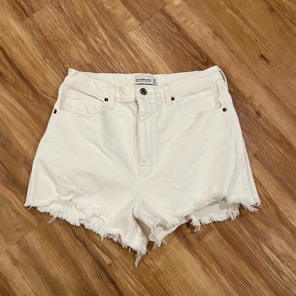 Abercrombie & Fitch Ultra High Rise Mom Denim Shorts in White